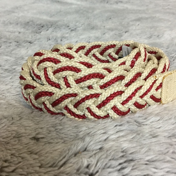 J. Crew braided nautical rope belt red & cream S/M - Picture 9 of 14